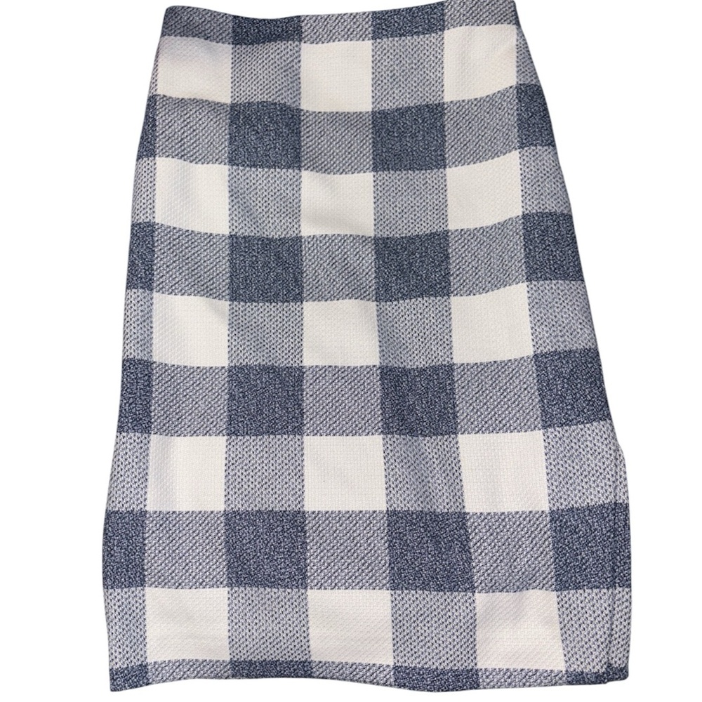 Banana Republic Blue and White Checkered Pencil Skirt